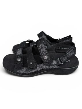 Aravon PC Three Strap Black Sandals Size 8 B